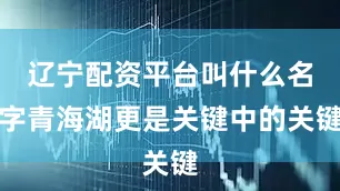 辽宁配资平台叫什么名字青海湖更是关键中的关键